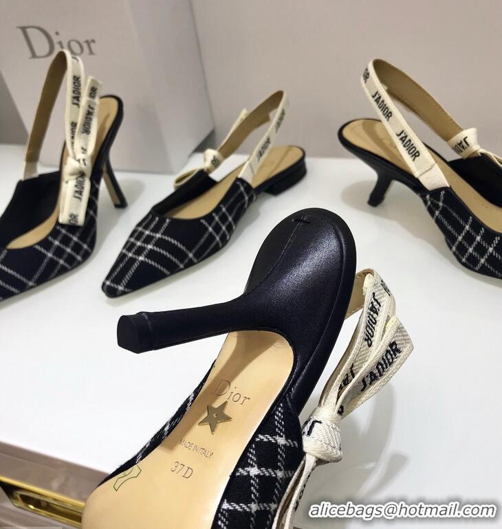 Grade Design Dior J’Adior Slingback Heel 95MM Pump D1913 Tartan Fabric Black/White