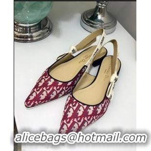 Most Popular Dior J’Adior Slingback Flat Ballet Pump D1917 Oblique Canvas Red