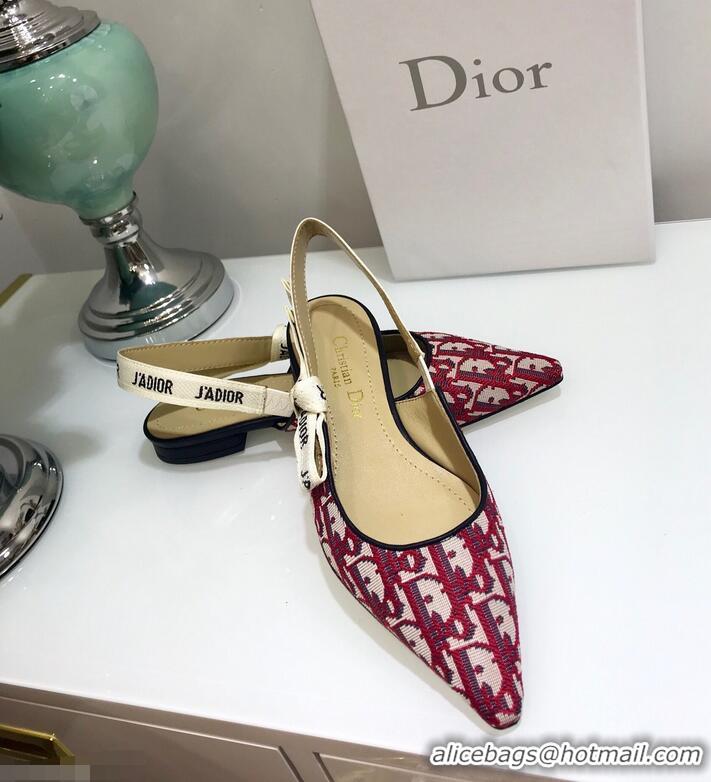 Most Popular Dior J’Adior Slingback Flat Ballet Pump D1917 Oblique Canvas Red