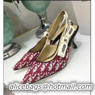 Hot Sell Dior J’Adior Slingback Heel 65mm Pump D1918 Oblique Canvas Red