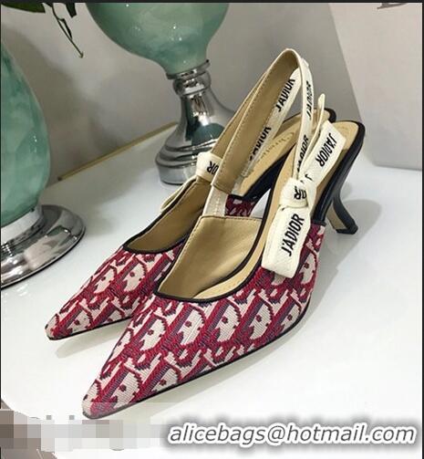 Hot Sell Dior J’Adior Slingback Heel 65mm Pump D1918 Oblique Canvas Red