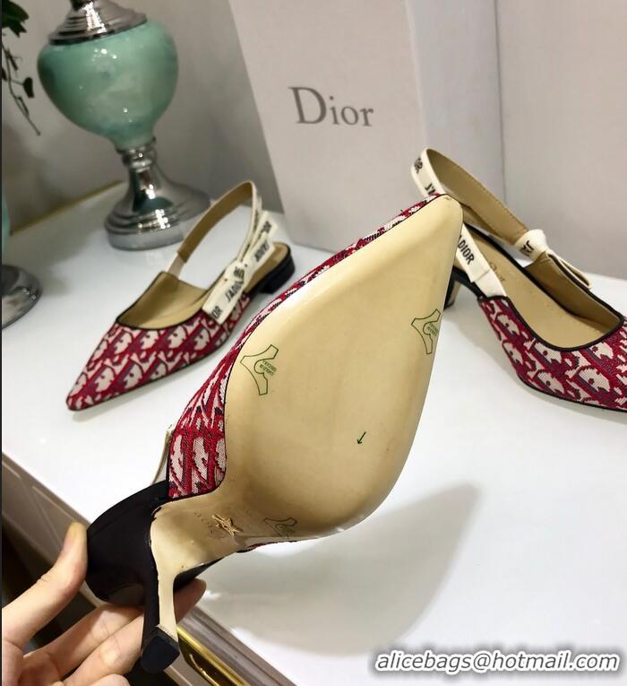 Promotional Dior J’Adior Slingback Heel 95mm Pump D1919 Oblique Canvas Red