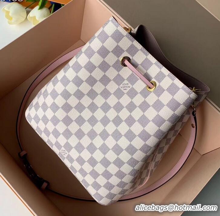 Discount Louis Vuitton Damier Azur Canvas NeoNoe Bucket Bag N40152 Eau de Rose 2019