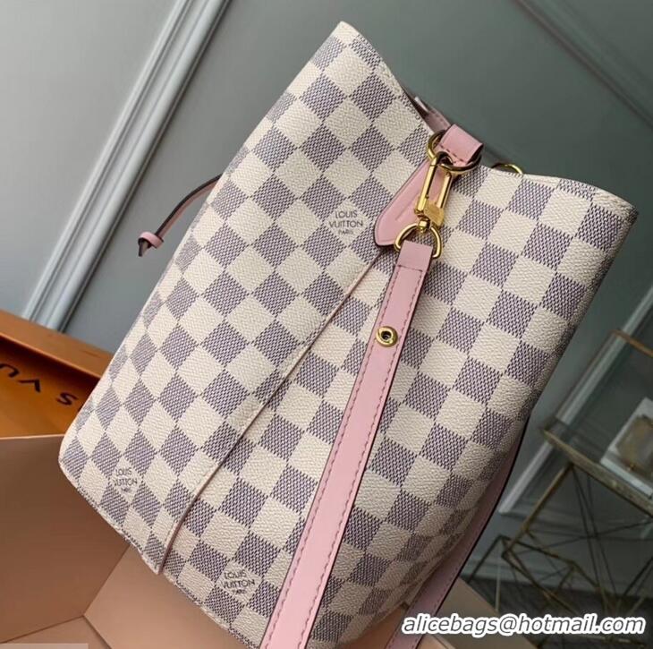 Discount Louis Vuitton Damier Azur Canvas NeoNoe Bucket Bag N40152 Eau de Rose 2019