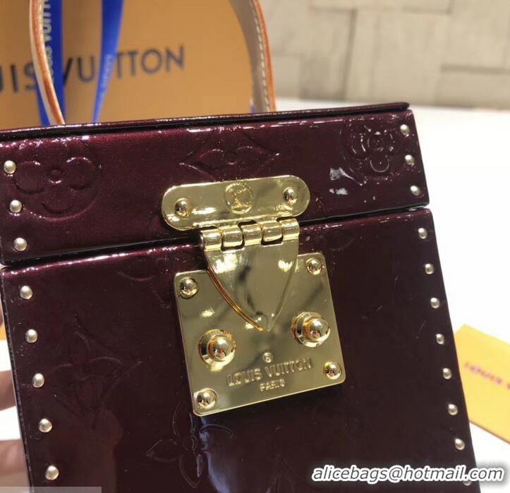 Classic Hot Louis Vuitton Vintage Monogram Vernis Bleecker Box Top Handle Bag M40011 Burgundy 2019