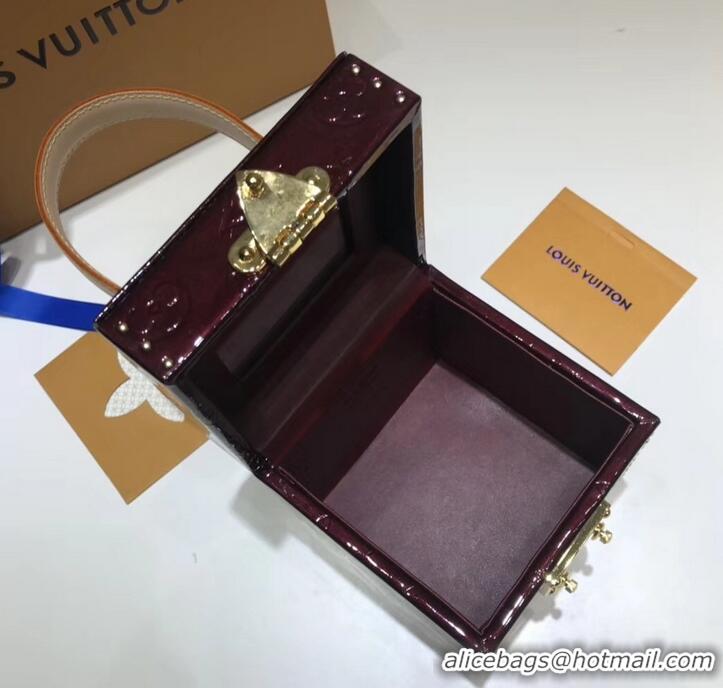 Classic Hot Louis Vuitton Vintage Monogram Vernis Bleecker Box Top Handle Bag M40011 Burgundy 2019