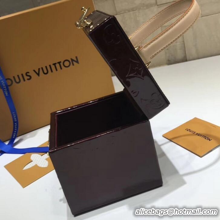 Classic Hot Louis Vuitton Vintage Monogram Vernis Bleecker Box Top Handle Bag M40011 Burgundy 2019