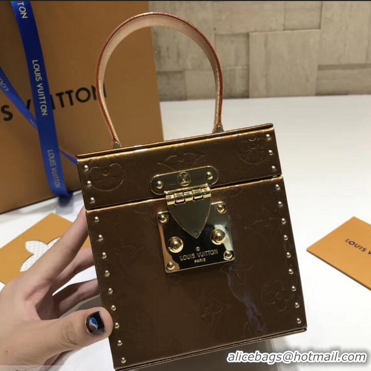 Original Cheap Louis Vuitton Vintage Monogram Vernis Bleecker Box Top Handle Bag M40011 Caramel 2019