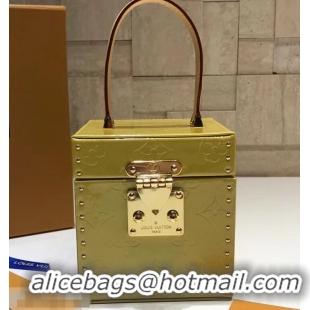 Classic Faux Louis Vuitton Vintage Monogram Vernis Bleecker Box Top Handle Bag M40011 Yellow 2019