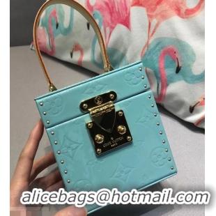 Sophisticated Louis Vuitton Vintage Monogram Vernis Bleecker Box Top Handle Bag M40011 Sky Blue 2019