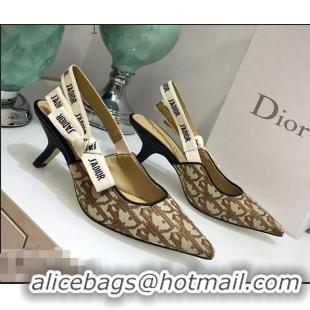 Cheapest Dior J’Adior Slingback Heel 65mm Pump in Oblique Canvas D1921 Coffee Brown