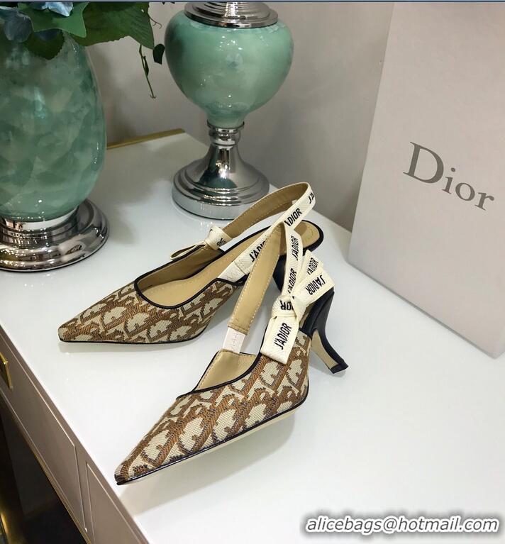 Cheapest Dior J’Adior Slingback Heel 65mm Pump in Oblique Canvas D1921 Coffee Brown