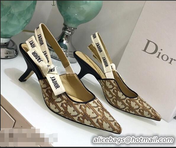 Cheapest Dior J’Adior Slingback Heel 65mm Pump in Oblique Canvas D1921 Coffee Brown