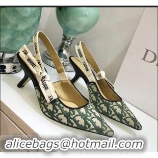 Low Price Dior J’Adior Slingback Heel 65mm Pump in Oblique Canvas D1924 Green