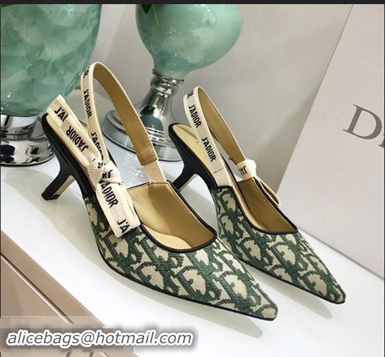 Low Price Dior J’Adior Slingback Heel 65mm Pump in Oblique Canvas D1924 Green