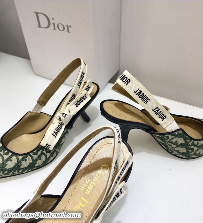 Low Price Dior J’Adior Slingback Heel 65mm Pump in Oblique Canvas D1924 Green