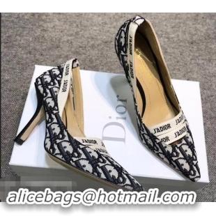 Ladies Dior Heel 9.5cm J'Adior And Double Ribbon Pumps In Obliuqe Jacquard Canvas D22201 Black 2019