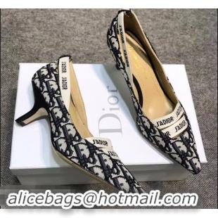 Hot Sell Dior Heel 6.5cm J'Adior And Double Ribbon Pumps In Obliuqe Jacquard Canvas D22202 Black 2019