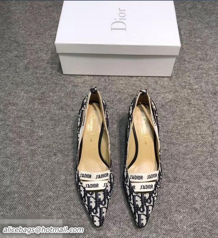 Hot Sell Dior Heel 6.5cm J'Adior And Double Ribbon Pumps In Obliuqe Jacquard Canvas D22202 Black 2019