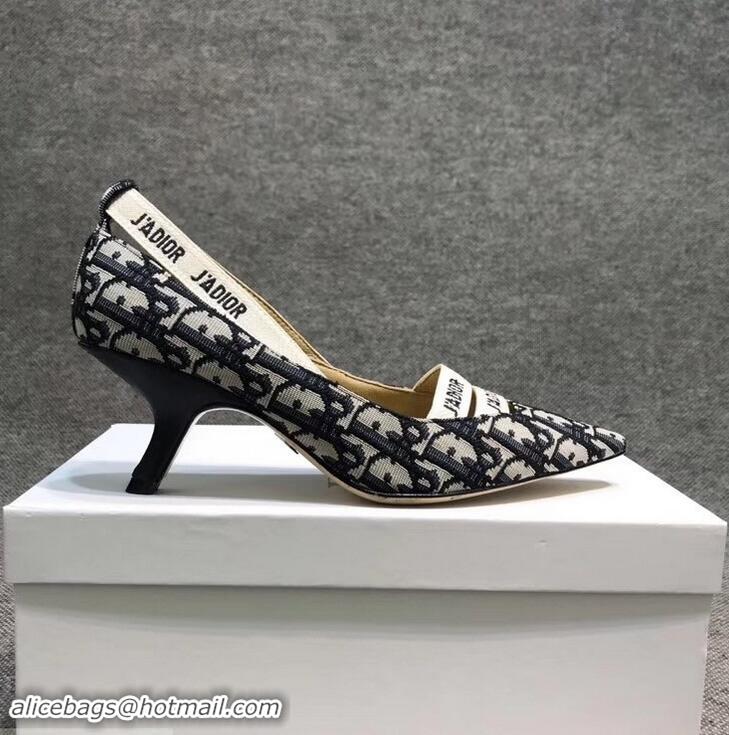 Hot Sell Dior Heel 6.5cm J'Adior And Double Ribbon Pumps In Obliuqe Jacquard Canvas D22202 Black 2019