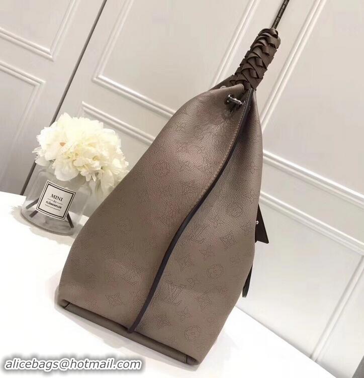 Famous Louis Vuitton Mahina Calf Leather Carmel Hobo Bag M538418 Galet 2019