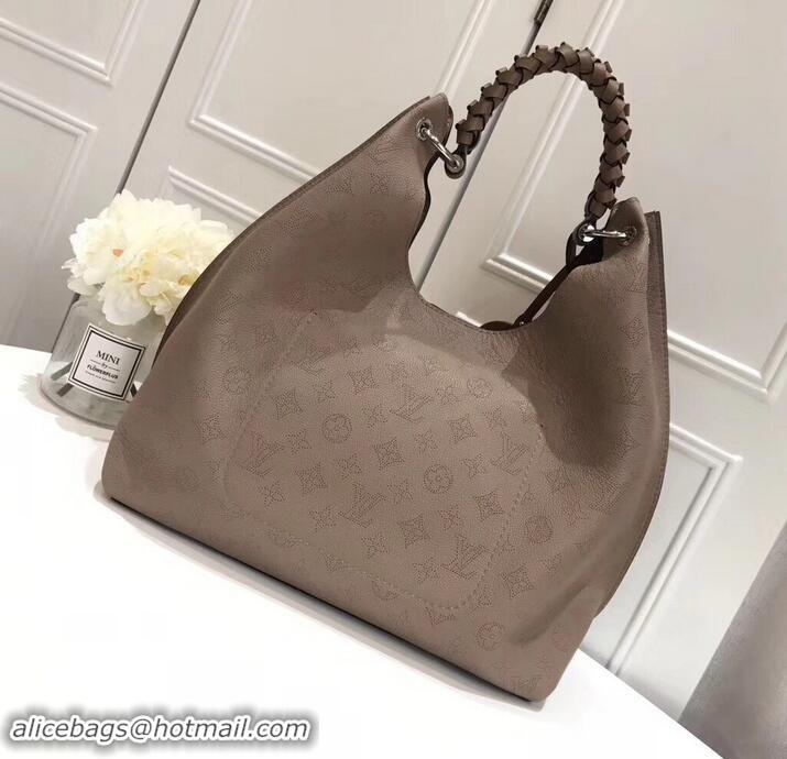 Famous Louis Vuitton Mahina Calf Leather Carmel Hobo Bag M538418 Galet 2019