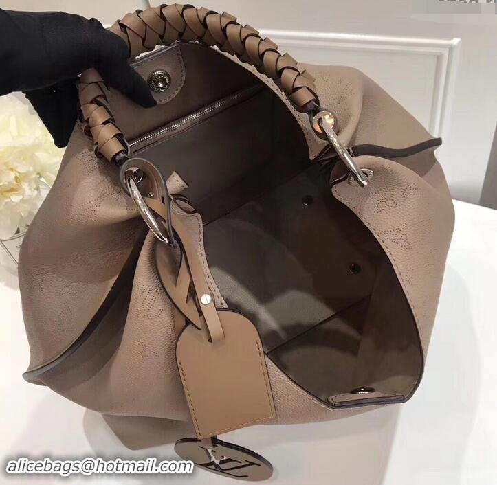 Famous Louis Vuitton Mahina Calf Leather Carmel Hobo Bag M538418 Galet 2019