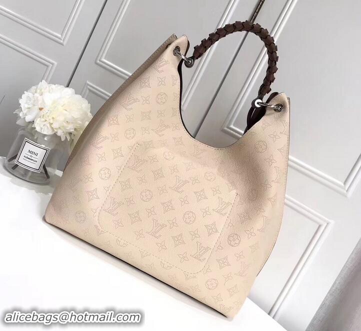 Super Louis Vuitton Mahina Calf Leather Carmel Hobo Bag M53188 Creme 2019