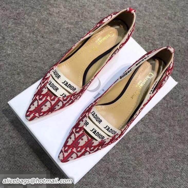 Low Cost Dior Heel 6.5cm J'Adior And Double Ribbon Pumps In Obliuqe Jacquard Canvas D2204 Red 2019