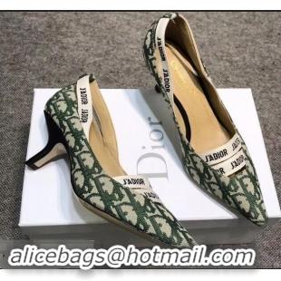 Discount Dior Heel 6.5cm J'Adior And Double Ribbon Pumps In Obliuqe Jacquard Canvas D2206 Green 2019