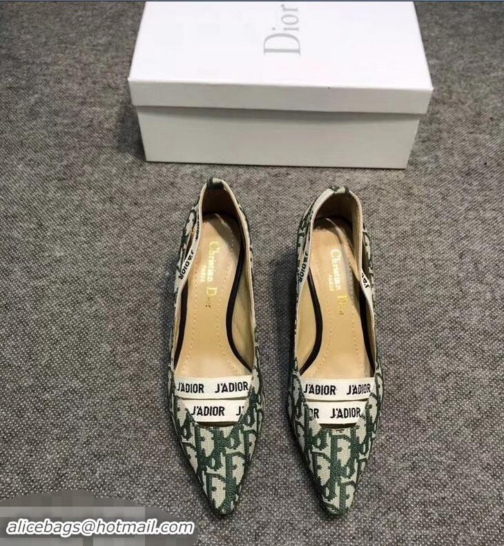 Discount Dior Heel 6.5cm J'Adior And Double Ribbon Pumps In Obliuqe Jacquard Canvas D2206 Green 2019