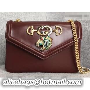 Luxury Gucci Interlocking G Horsebit Rajah Small Shoulder Bag 537243 Burgundy 2019 