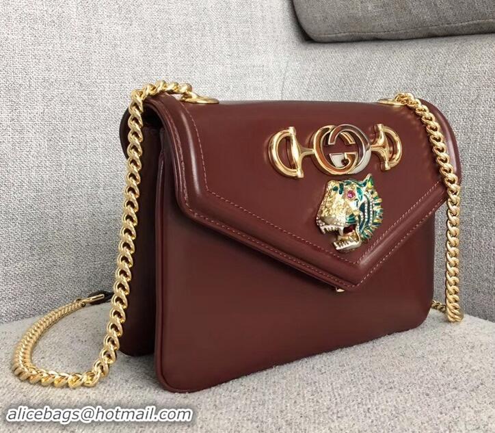 Luxury Gucci Interlocking G Horsebit Rajah Small Shoulder Bag 537243 Burgundy 2019 