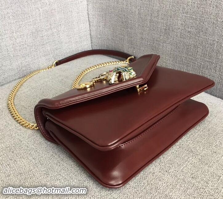 Luxury Gucci Interlocking G Horsebit Rajah Small Shoulder Bag 537243 Burgundy 2019 