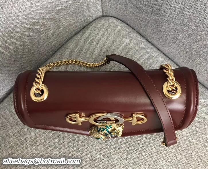 Luxury Gucci Interlocking G Horsebit Rajah Small Shoulder Bag 537243 Burgundy 2019 