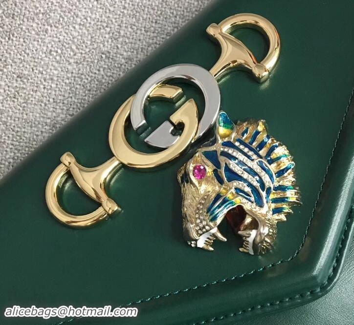 Charming Luxury Gucci Interlocking G Horsebit Rajah Small Shoulder Bag 537243 Green 2019 