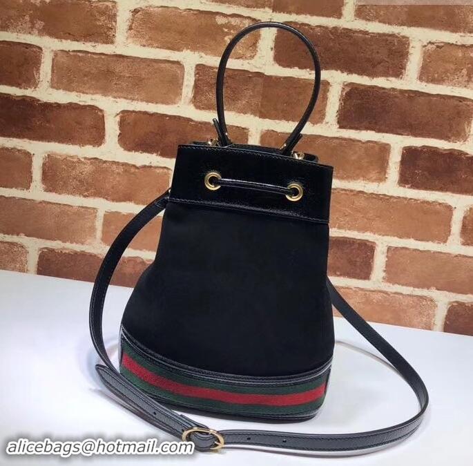 Best Imitation Gucci Ophidia Web Suede Small Bucket Top Handle Bag 550621 Black