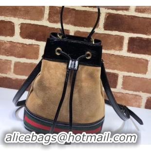 Popular Style Gucci Ophidia Web Suede Small Bucket Top Handle Bag 550621 Brown