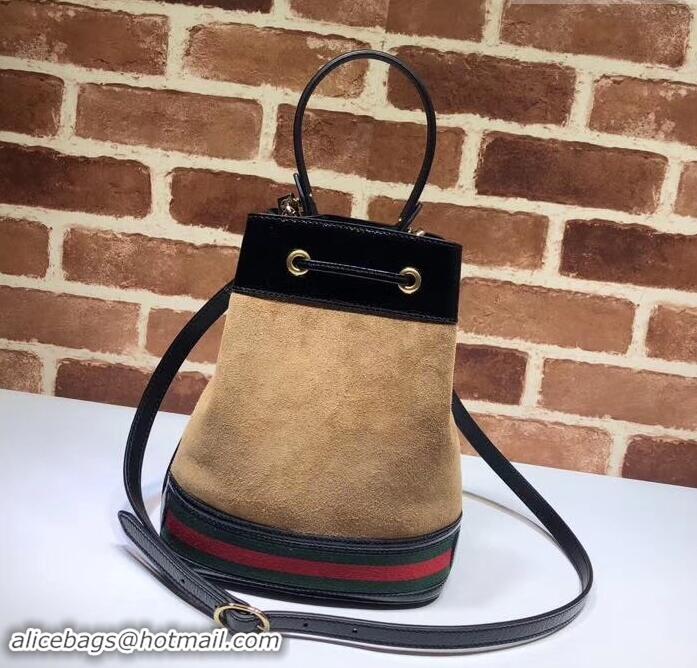 Popular Style Gucci Ophidia Web Suede Small Bucket Top Handle Bag 550621 Brown