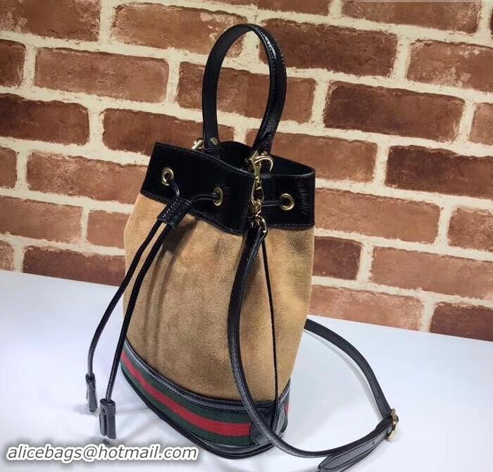 Popular Style Gucci Ophidia Web Suede Small Bucket Top Handle Bag 550621 Brown