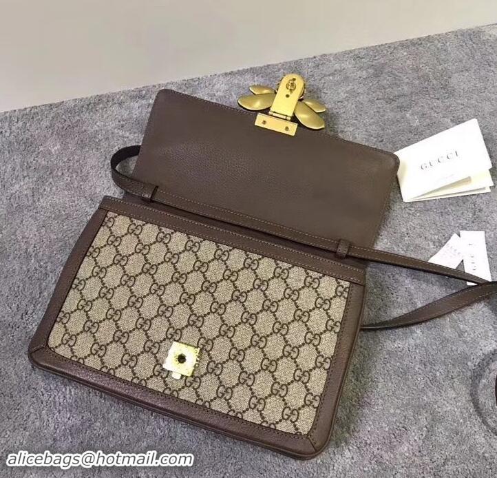 Unique Discount Gucci Queen Margaret Metal Bee Web GG Supreme Medium Shoulder Bag 524356 coffee 2018