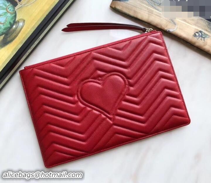 Unique Style Gucci GG Marmont Leather Pouch Clutch Bag 476440 Red