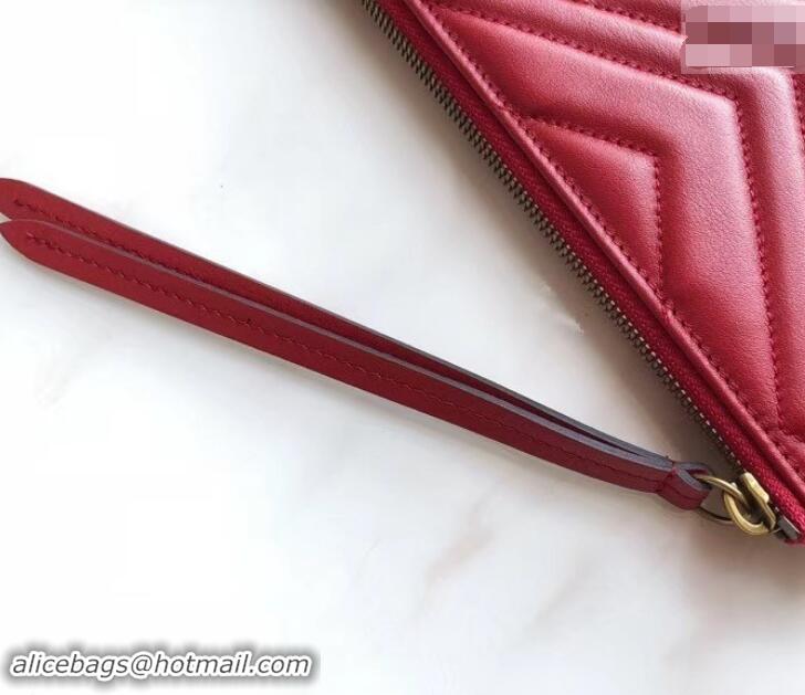 Unique Style Gucci GG Marmont Leather Pouch Clutch Bag 476440 Red