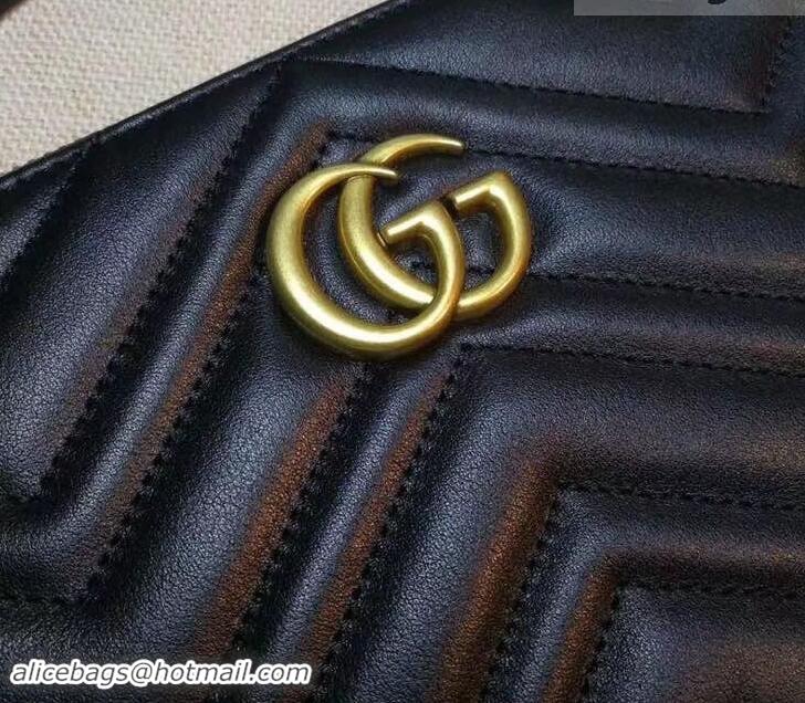 Most Popular Gucci GG Marmont Leather Pouch Clutch Bag 476440 Black