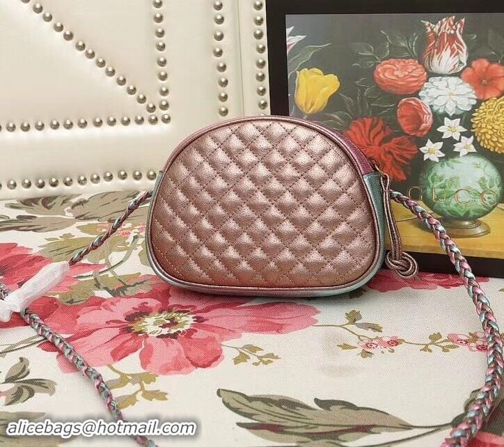 New Fashion Gucci Laminated Leather Small Bag 510388 Metallic Pink/Green 2019