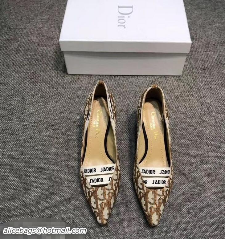 Low Price  Dior Heel 6.5cm J'Adior And Double Ribbon Pumps In Obliuqe Jacquard Canvas D2208 Brown 2019