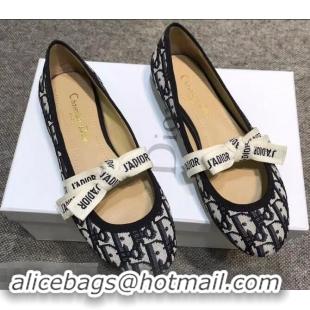 Best Product Dior J'Adior And Bow Ribbon Ballet Pumps In Obliuqe Jacquard Canvas D2301 Black 2019