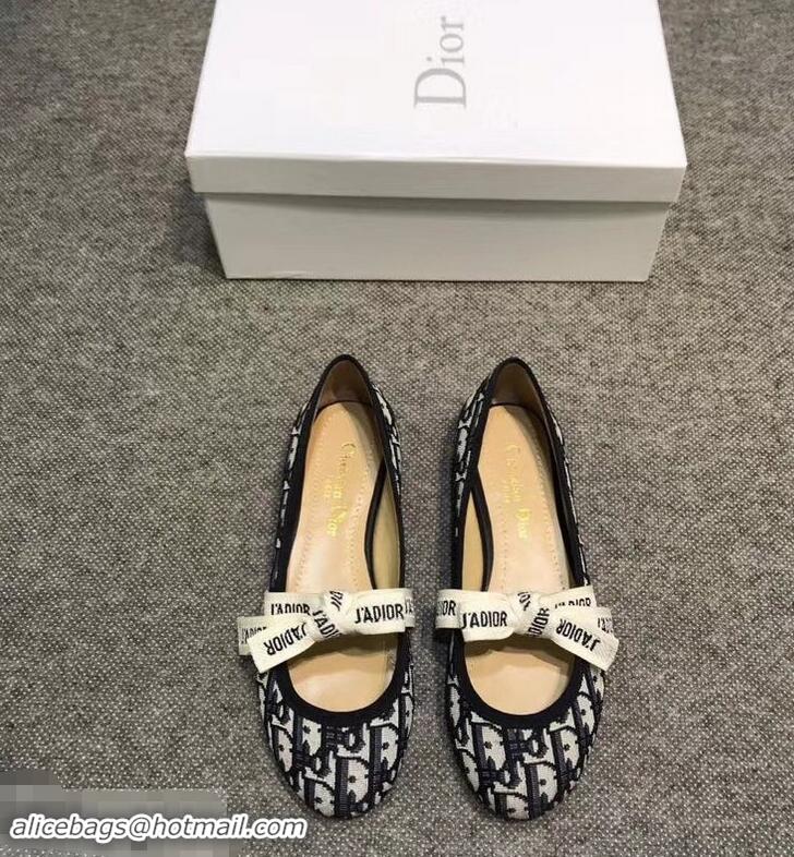 Best Product Dior J'Adior And Bow Ribbon Ballet Pumps In Obliuqe Jacquard Canvas D2301 Black 2019