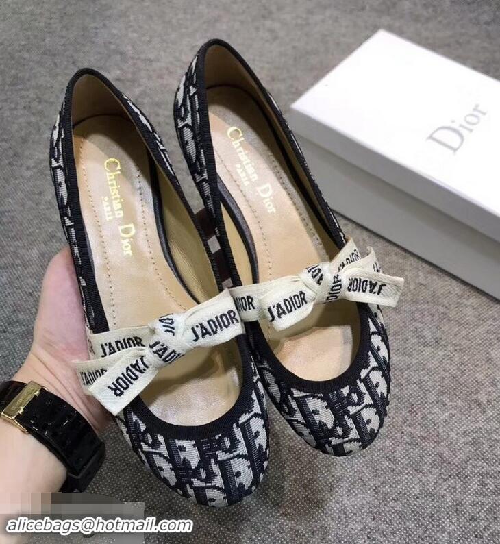 Best Product Dior J'Adior And Bow Ribbon Ballet Pumps In Obliuqe Jacquard Canvas D2301 Black 2019