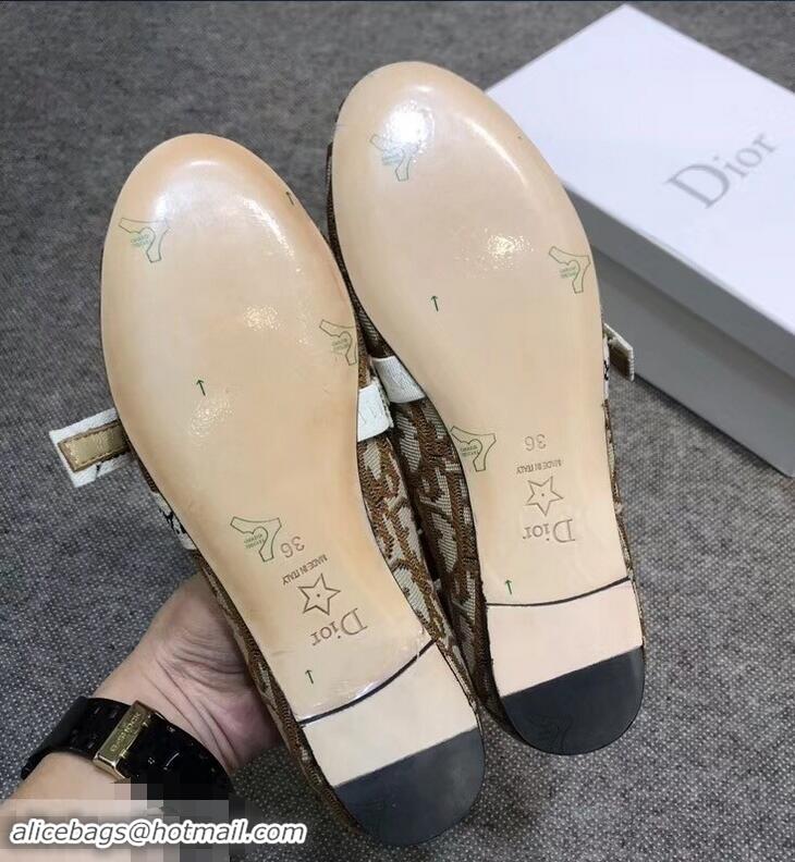 Durable Faux Dior J'Adior And Bow Ribbon Ballet Pumps In Obliuqe Jacquard Canvas D2301 Brown 2019